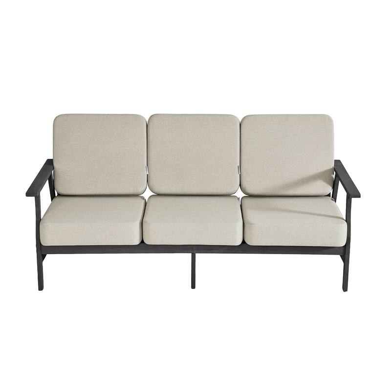 Teak Frame Outdoor Loveseat Daybed with Water-Resistant Cushions.