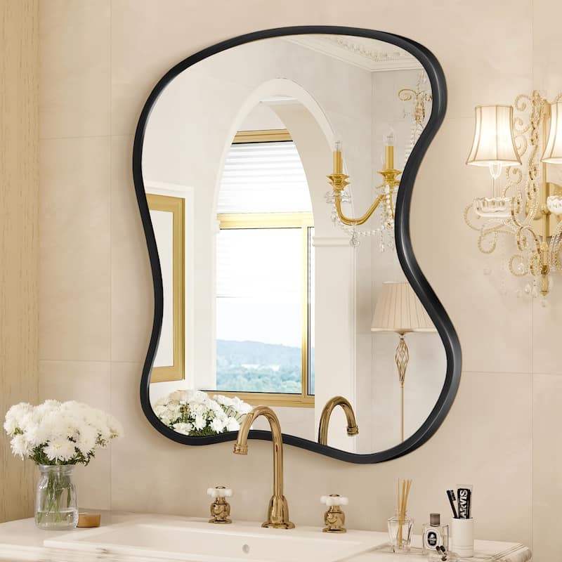 Artistic Aluminum Alloy Framed Decorative Wall Mirror - 30x36 - Black
