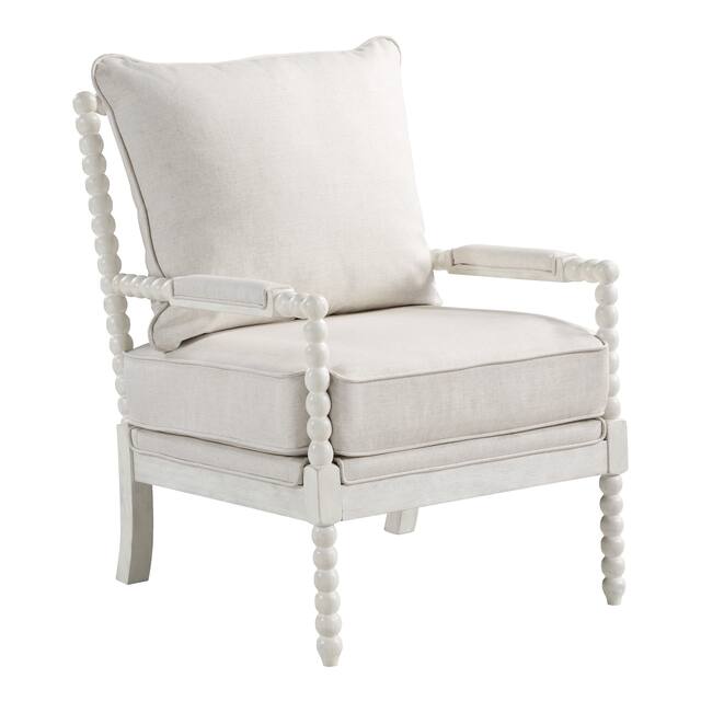 Kaylee Spindle Chair in Fabric with White Frame - Linen