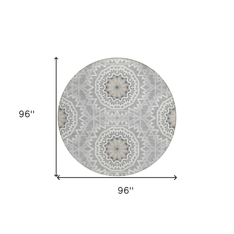 HomeRoots Floral Medallion Transitional Rectangle Outdoor Rug