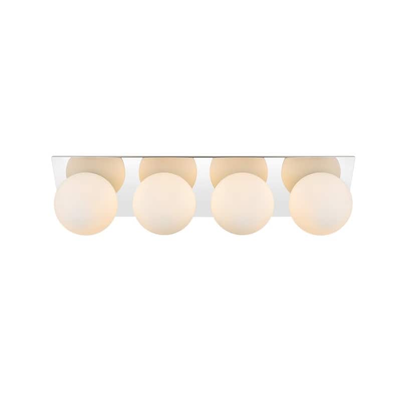 Jinzo 1 Light Black and Frosted White Bath Sconce - Chrome - 29