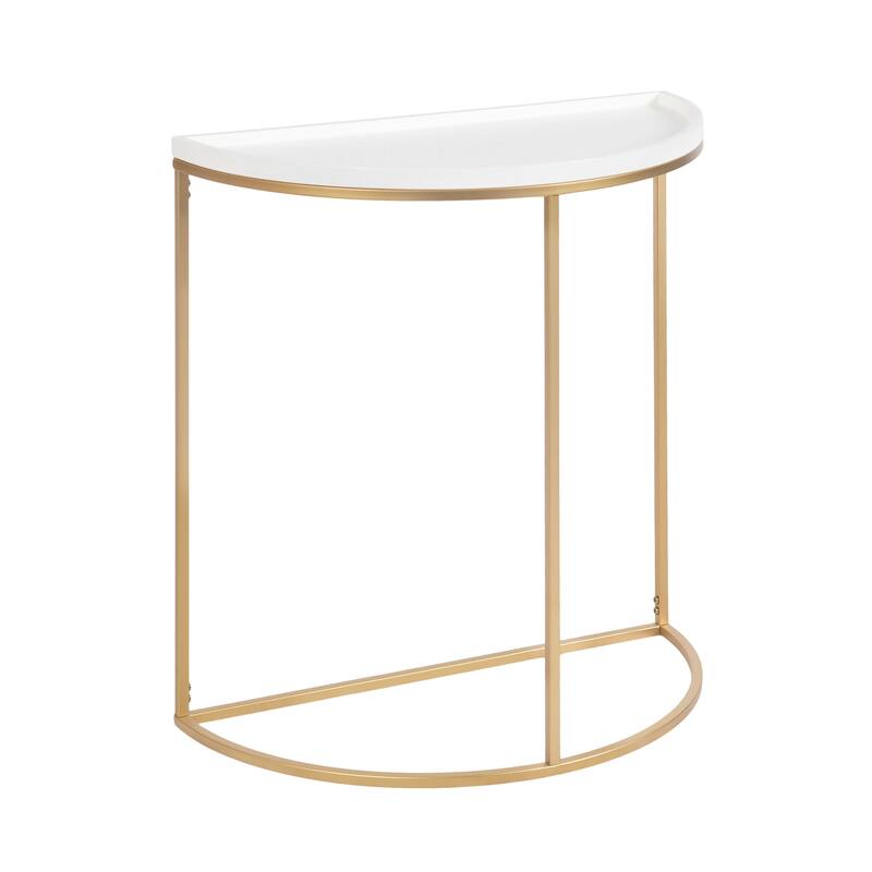 Kate and Laurel Dorrah Half-Circle Console Table - 28x14x30 - White/Gold