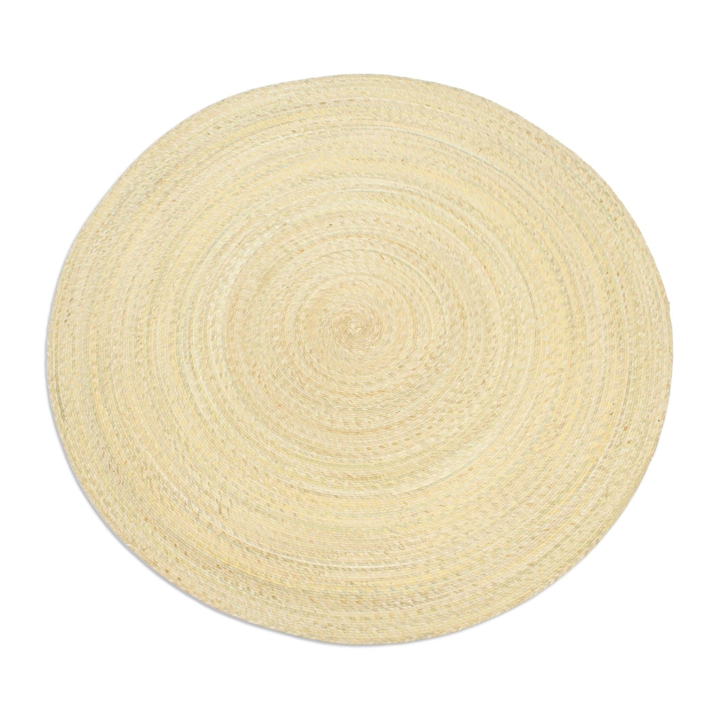Novica Handmade Single Braided Circles Palm Fiber Floor Mat - 9'3" x 12'3"
