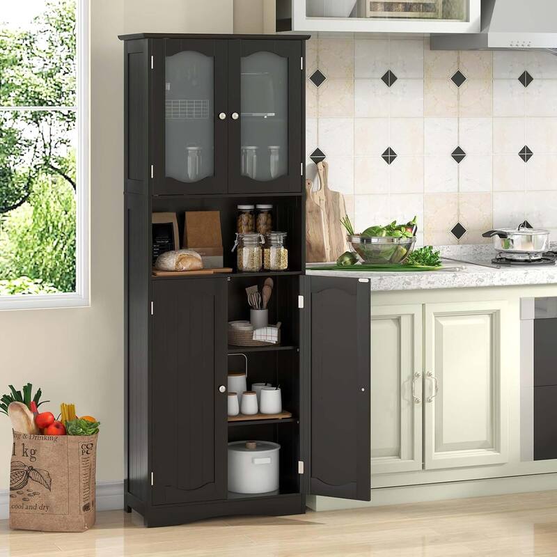 Tall Bathroom Cabinet Pantry Cabinet w/ Adjustable Shelves