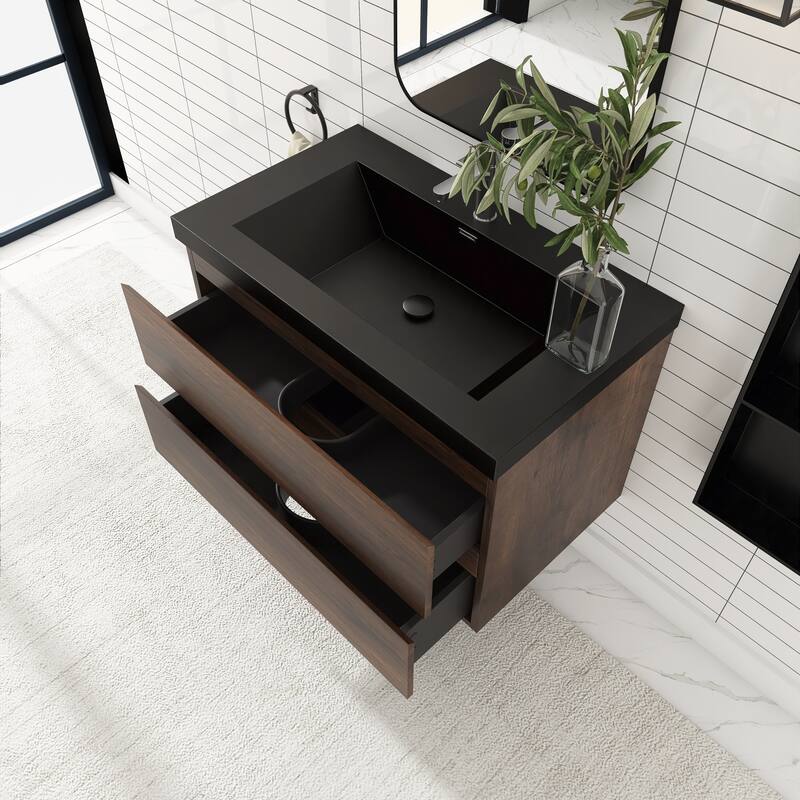 Floating Bathroom Vanity with Quartz Sand Top