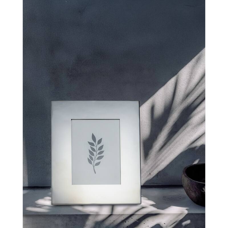 Broad Stainless Steel Rectangular Picture Frame - for 5" x 7" Photo - Silver