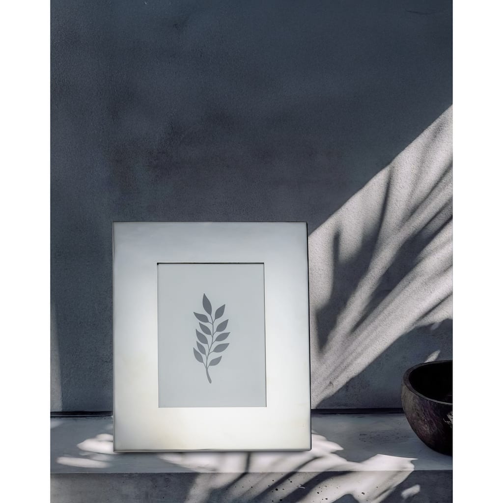 Broad Stainless Steel Rectangular Picture Frame - for 5" x 7" Photo - Silver