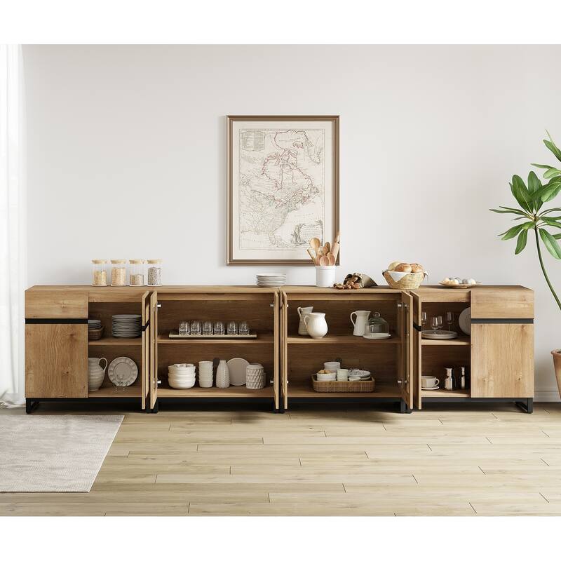 Modern Dresser with Adjustable Shelves, 4 in 1 Chest with Glass Doors, Closet Organizers and Storage Cabinet for Bedroom