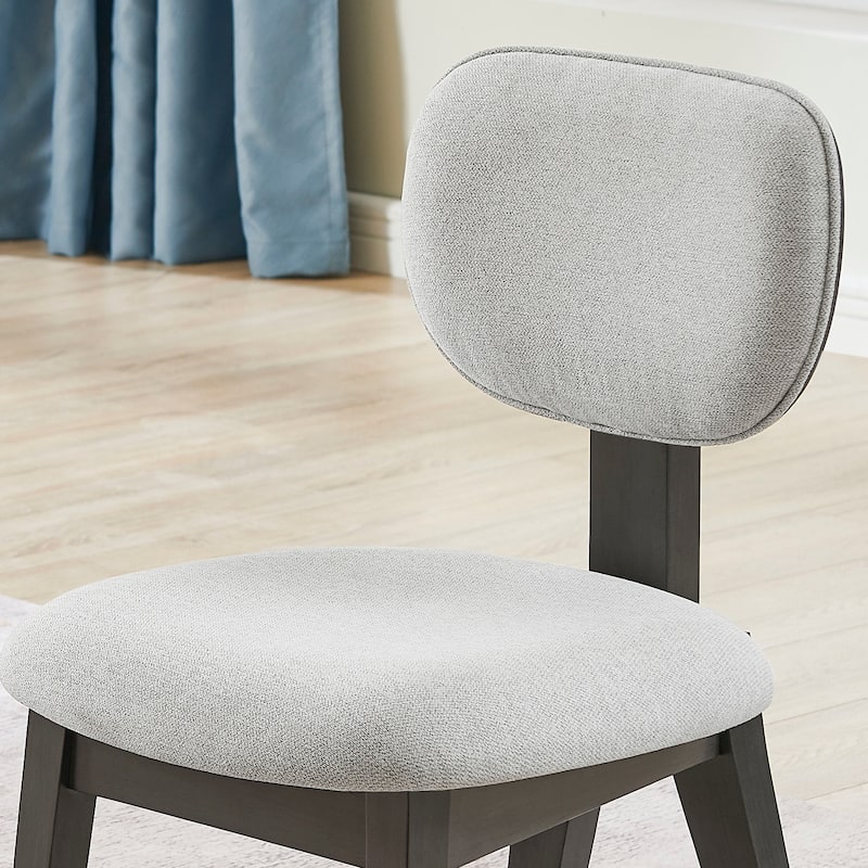Valencia Set of 2 Light Gray Fabric Upholstered Dining Chairs with Gray Wood Frame - Comfortable Contemporary Seating
