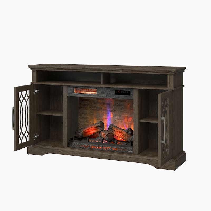 duraflame® Electric Fireplace TV Stand, Entertainment Center with Storage and Infrared Heater, Laurel Oak
