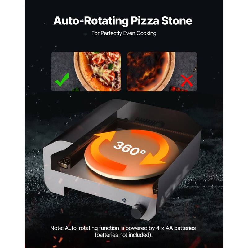 Outdoor Gas Pizza Oven with 16" Stone, 1000°F Max Temp Portable for Backyard and Camping - 23.7 x 23.4 x 12.8 in