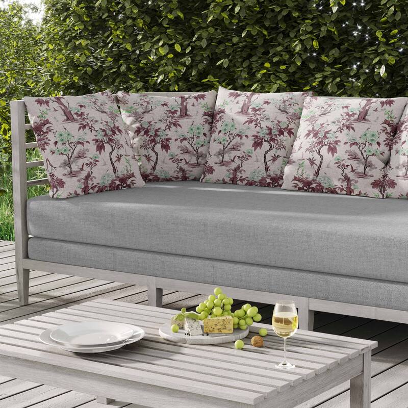 Open Air Orchid Indoor/Outdoor Reversible Throw Pillow Green and Lavender