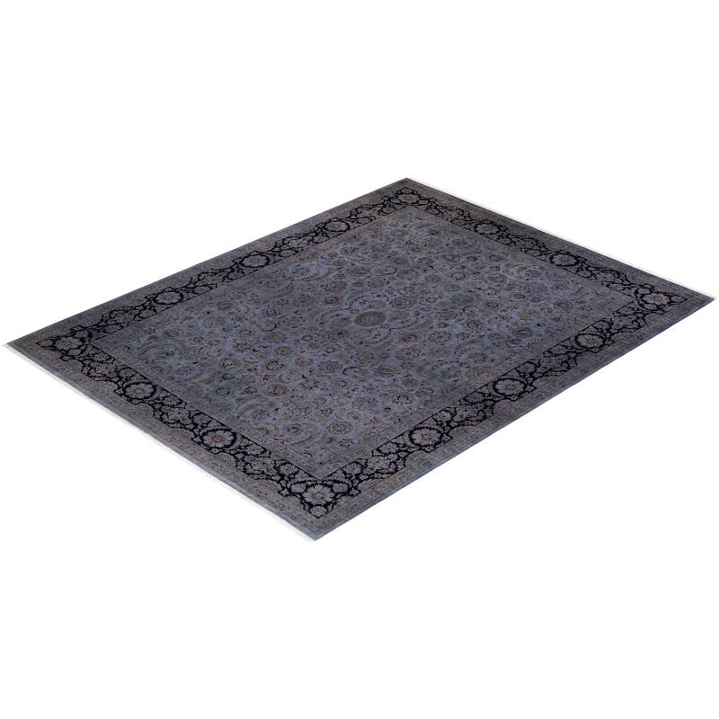 Overton Hand Knotted Wool Vintage Inspired Modern Contemporary Overdyed Gray Area Rug - 8' 1" x 10' 5"