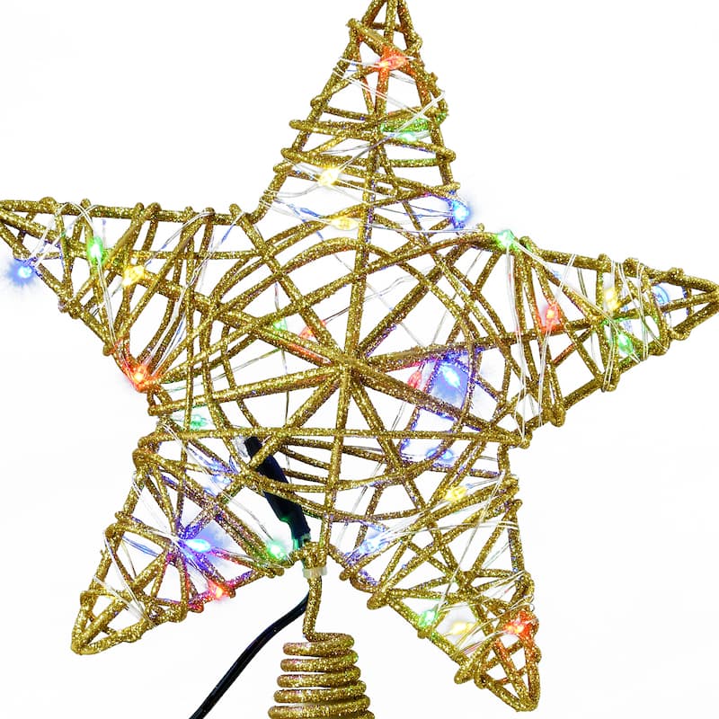 National Tree Company 9 in. Gold Star Tree Top for Artificial Trees with Dual Color Lights - 9 in