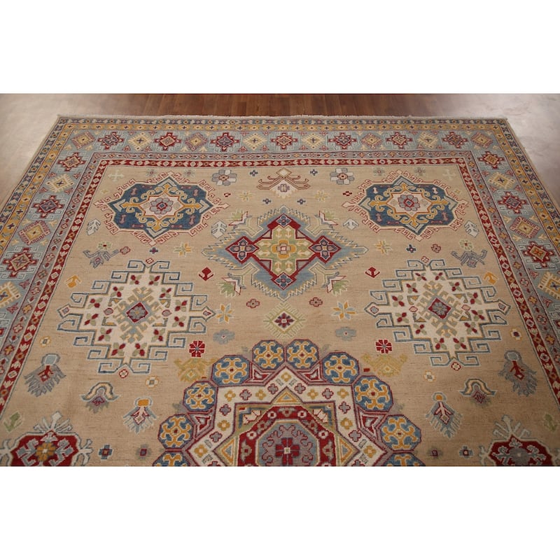Geometric Kazak Area Rug Handmade Bedroom Wool Carpet - 8'4" x 11'3"