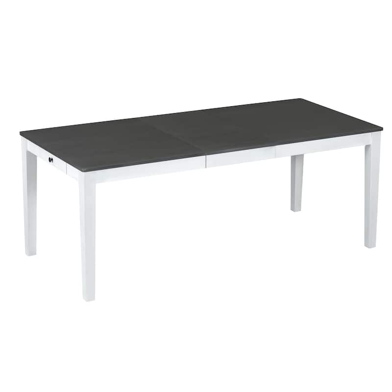 Extendable Dining Table Set with 6 Dark Gray Upholstered Dining Chairs