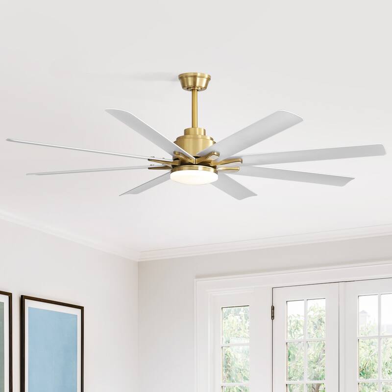 52/66/72/84 Inch Smart Ceiling Fan with Light ,Wall Switch, APP Control,Dimmable LED,8 Blades
