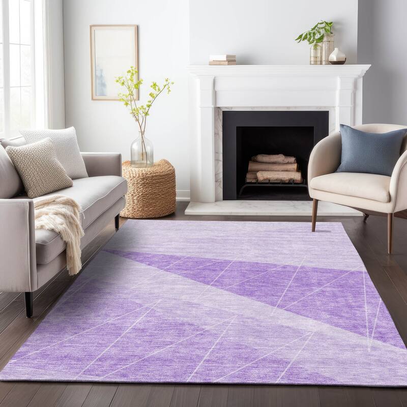 Premium Washable Super Soft Geo Abstract Mayfield Rug - Lavender - 10' x 14' - Rectangle