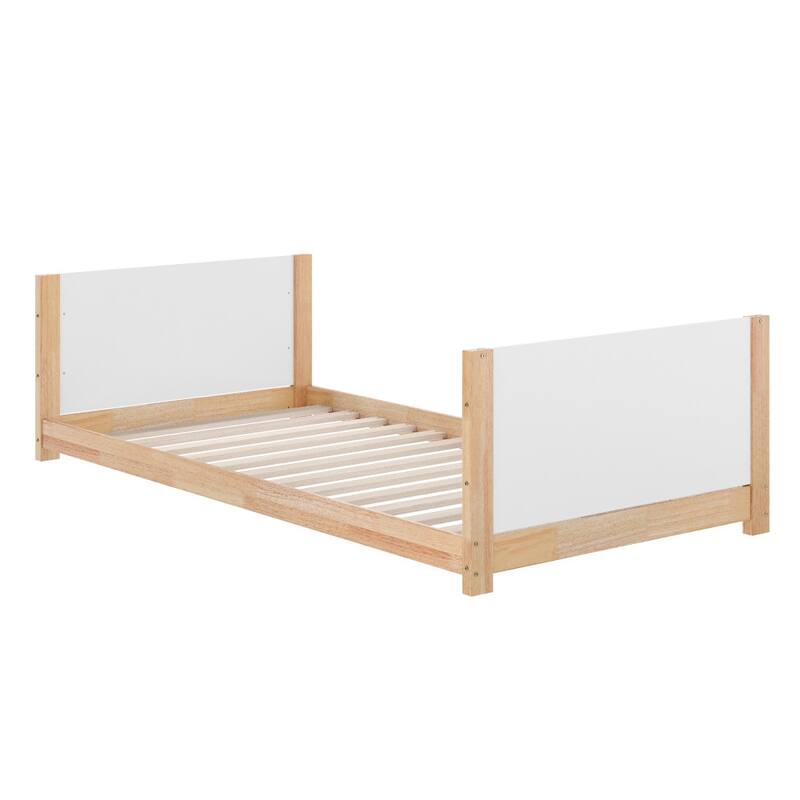 Convertible Solid Wood Bunk Bed Frame for Kids with Ladder, No Box Spring Needed