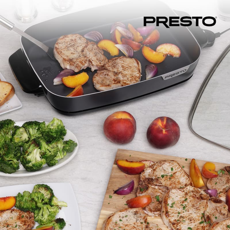 Presto Slimline Nonstick Electric Skillet with Tempered Glass Lid, 16", Black - 7.8