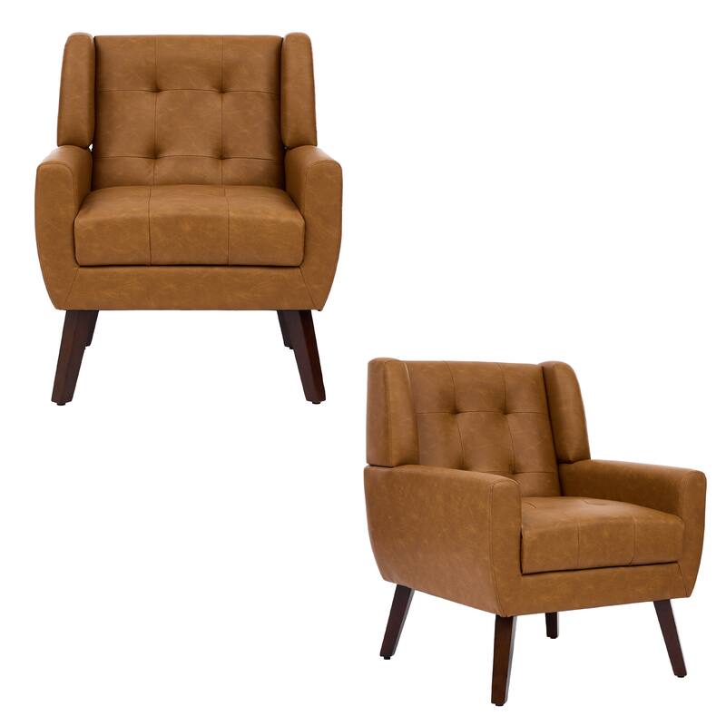 Tufted Arm Chair Upholstered Lounge Chair(Set of 2)