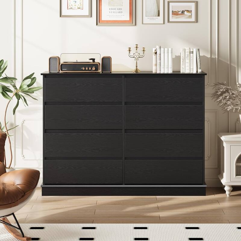 8 Drawer Dresser for Bedroom, Wide Wooden Chest of Drawers with Wide Top for Closet