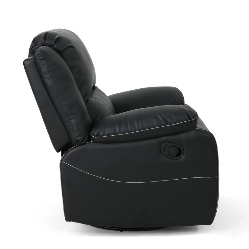 Roomfitters 39" Wide Faux Leather Manual Swivel Standard Recliner, Comfortable Lounge Chair for Living Room