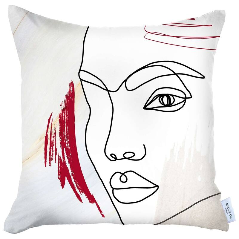 HomeRoots 18" X 18" Black And Red Abstract Zippered Handmade Polyester Throw Pillow Cover