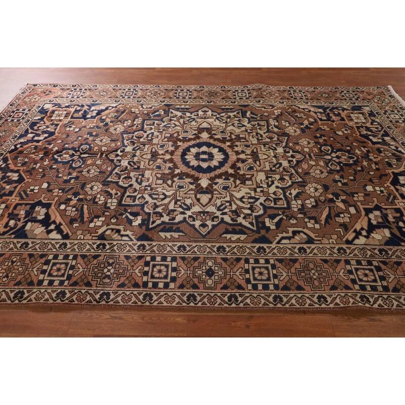 Brown Bakhtiari Persian Vintage Area Rug Hand-Knotted Wool Carpet - 6'6"x 10'1"