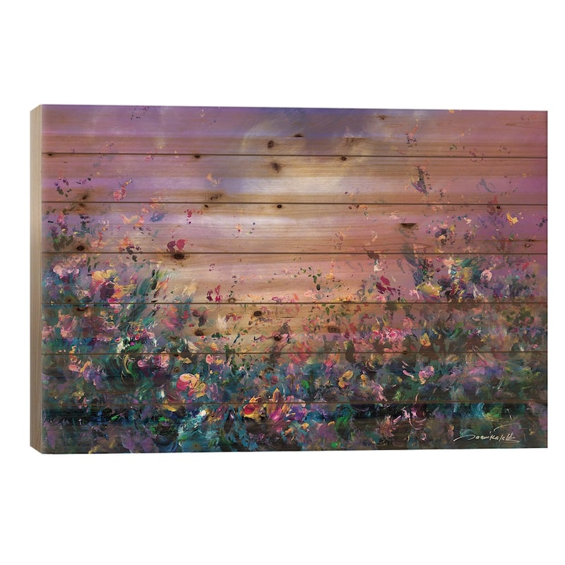 Rainbow Meadow Print On Wood by Jaanika Talts - Multi-Color - 18x26x1.5