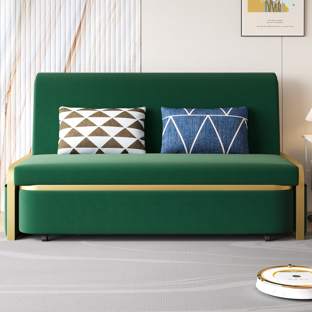 58.7" Armless Sofa Bed Pull Out Couch Convertible Sleeper Sofa with Storage - 58'7" x 28'7"