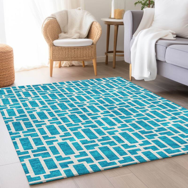 Premium Washable Super Soft Modern Geo Mayfield Rug - Turquoise - 3' x 5'