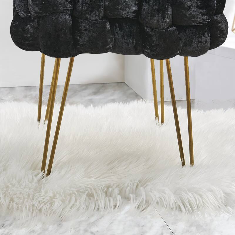 Home Soft Things Crushed Velvet Pouf Stool Ottoman