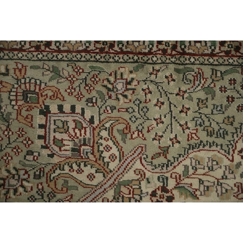Hand Knotted Oriental Silk Carpet Traditional Floral Oranges & Rust Bokhara Area Rug - 12' 2'' X 8' 11''