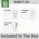preview thumbnail 14 of 22, Hunter 52" Bennett Low Profile Ceiling Fan with Globe LED Light Kit and Handheld Remote
