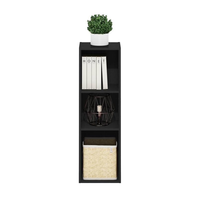 Furinno Fulda 3-Tier Space Saving Storage Shelf Bookcase, 10-Inch Width