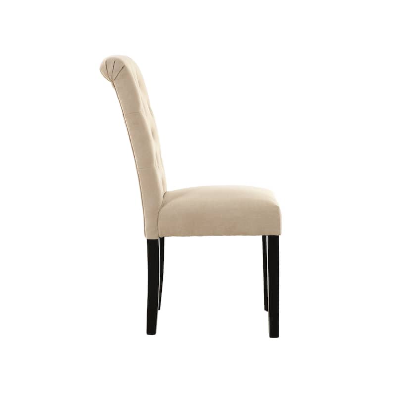 Fabric Upholstery Tufted Parsons Dining Chairs Set of 2