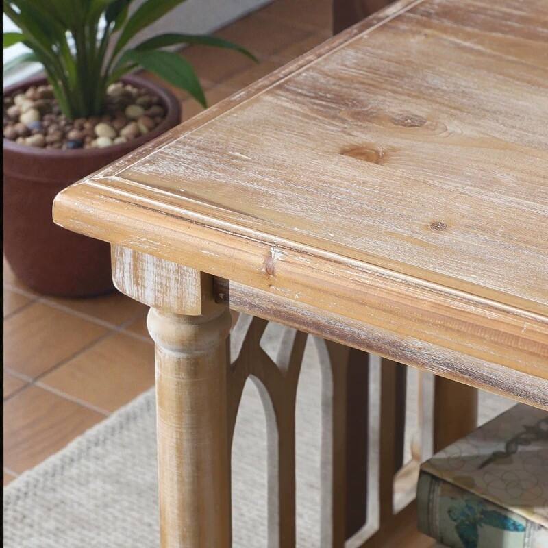 47" Rustic 3-Tier Console Table with Gothic Arched Details, Wooden Entryway Table for Hallway & Living Room