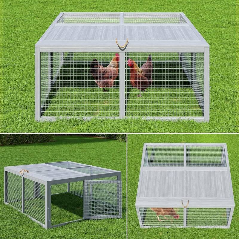 Portable Wooden Folding Chicken Coop Rabbit Hutch for Outdoor, Indoor
