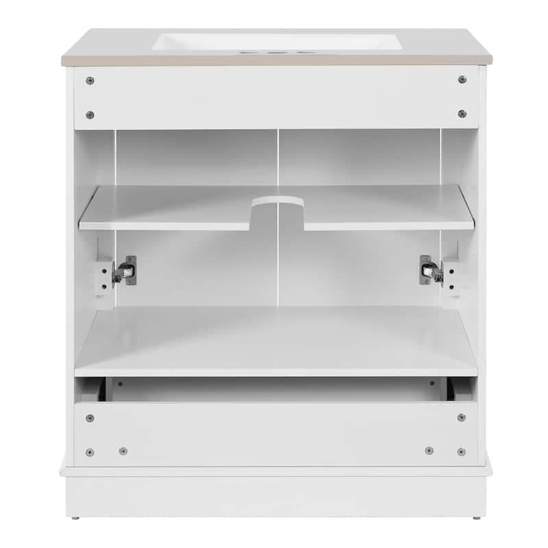 30" Luxurious Bathroom Vanity with Ceramic Sink, Bathroom Vanities Cabinet with 2 large Soft Closing Doors