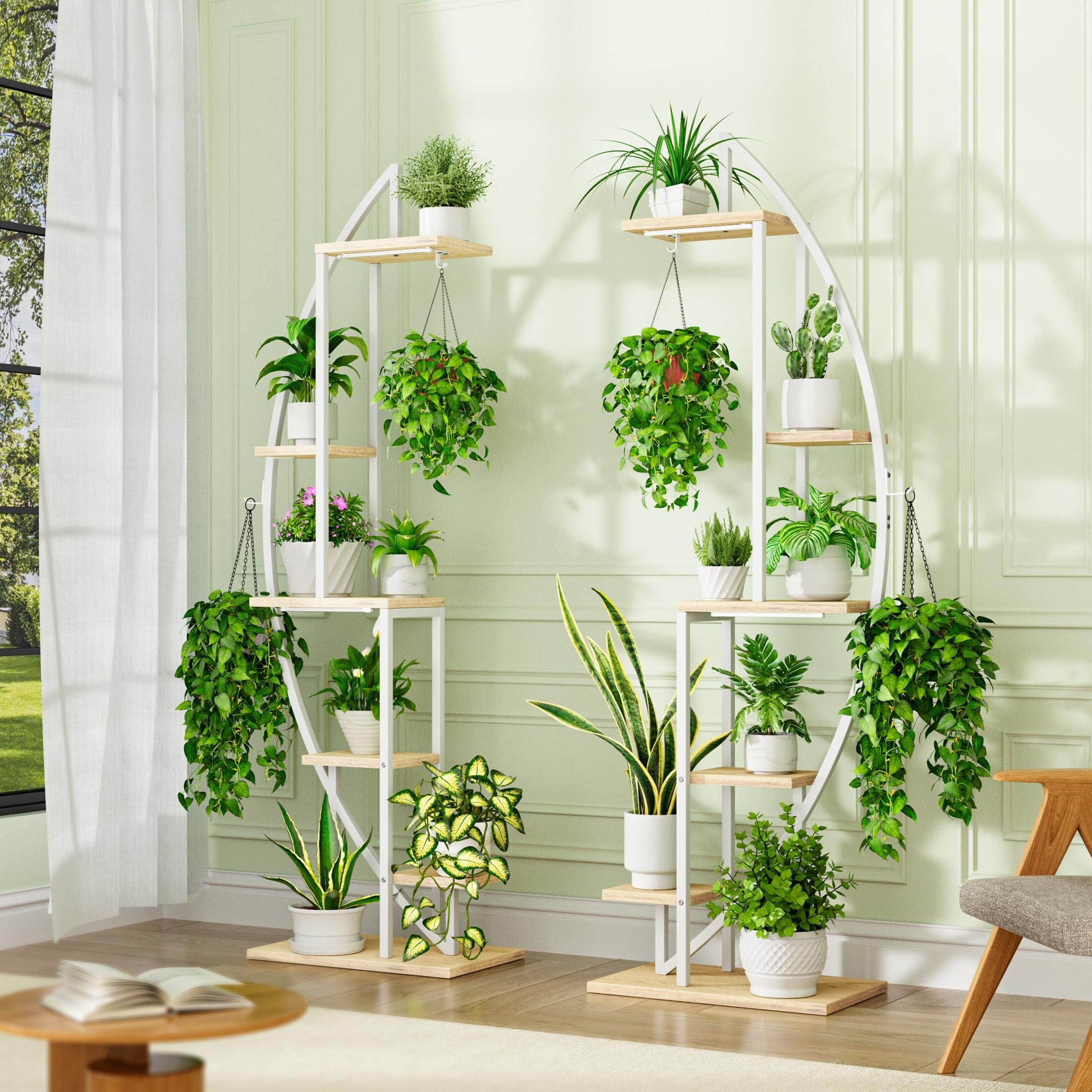 Plant Stand Indoor with Grow Lights, 6 Tiered Plant Shelf, Metal Plant  Stand for Indoor Plants Multiple, Half-Moon Plant Rack, image size:2200x2200