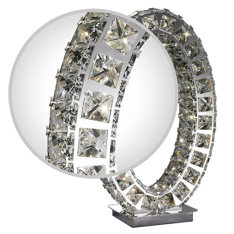 Finesse Decor Oval Crystal Extravaganza Table Lamp with LED Strip - Oval Shape