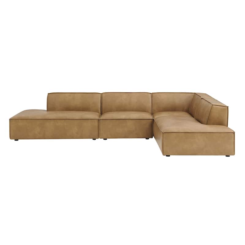 Restore 4-Piece Vegan Leather Modular L-Shaped Armless Sectional Sofa