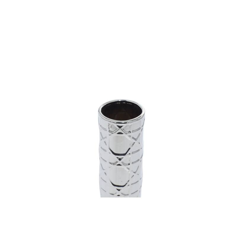 Ceramic Decorative Vase with Varying Patterns - Set of 3 Silver - Roche River Decor