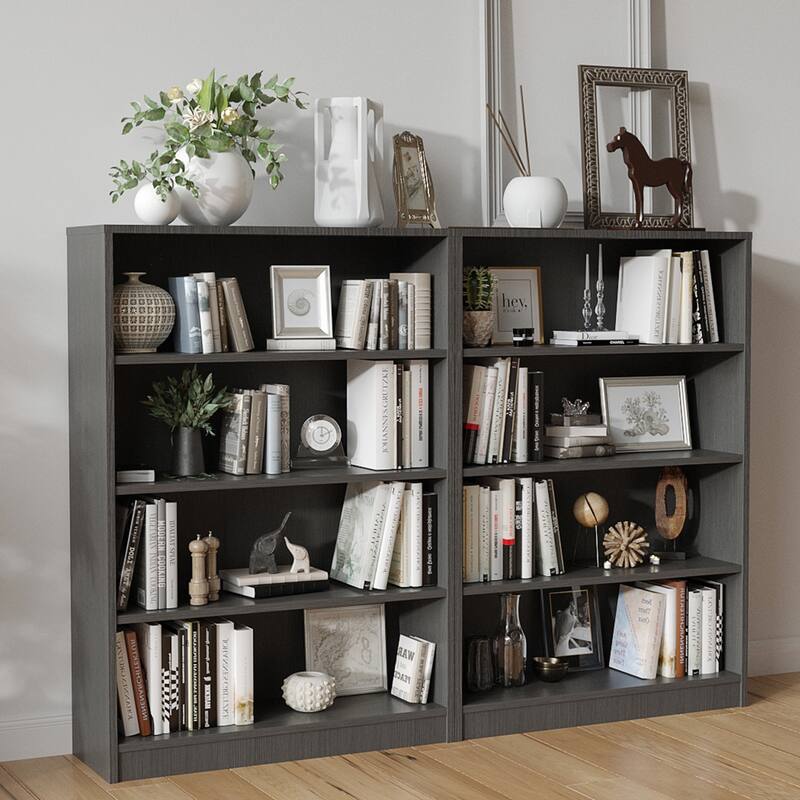 4 Shelf Bookcase 48 Inches Tall Modern Wood Bookshelf for Living Room 4 Tier Wide Manga Bookshelves Library Bookcase