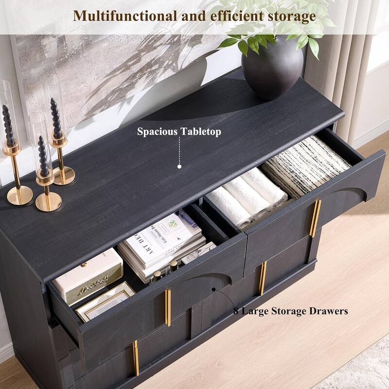 Modern Arched 8 Chests Drawer, Large Dressers for Bedroom, Living Room