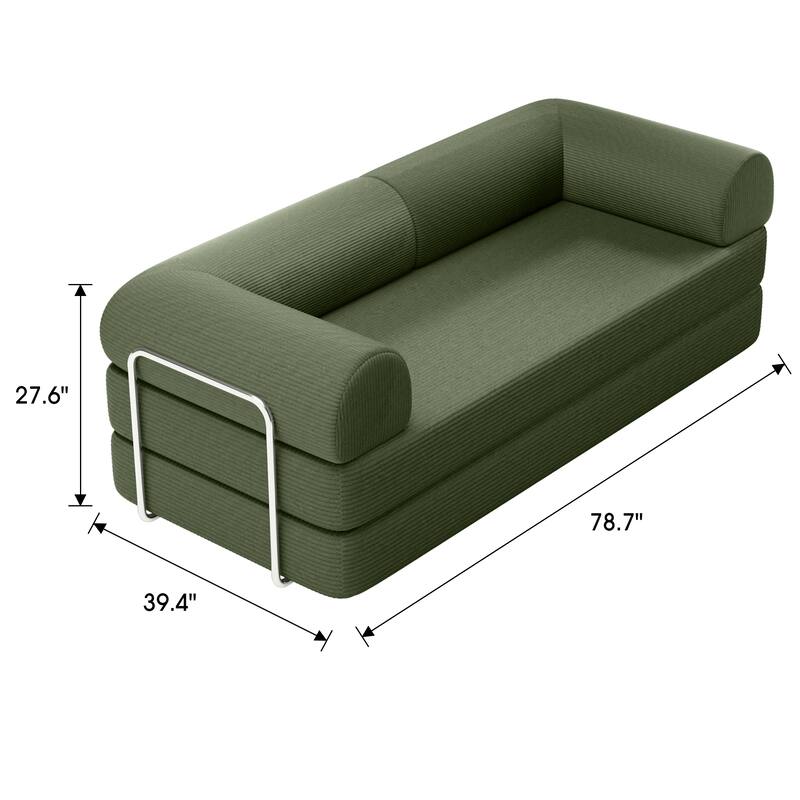 79" Contemporary Corduroy Module Comfortable Compressed Sofa