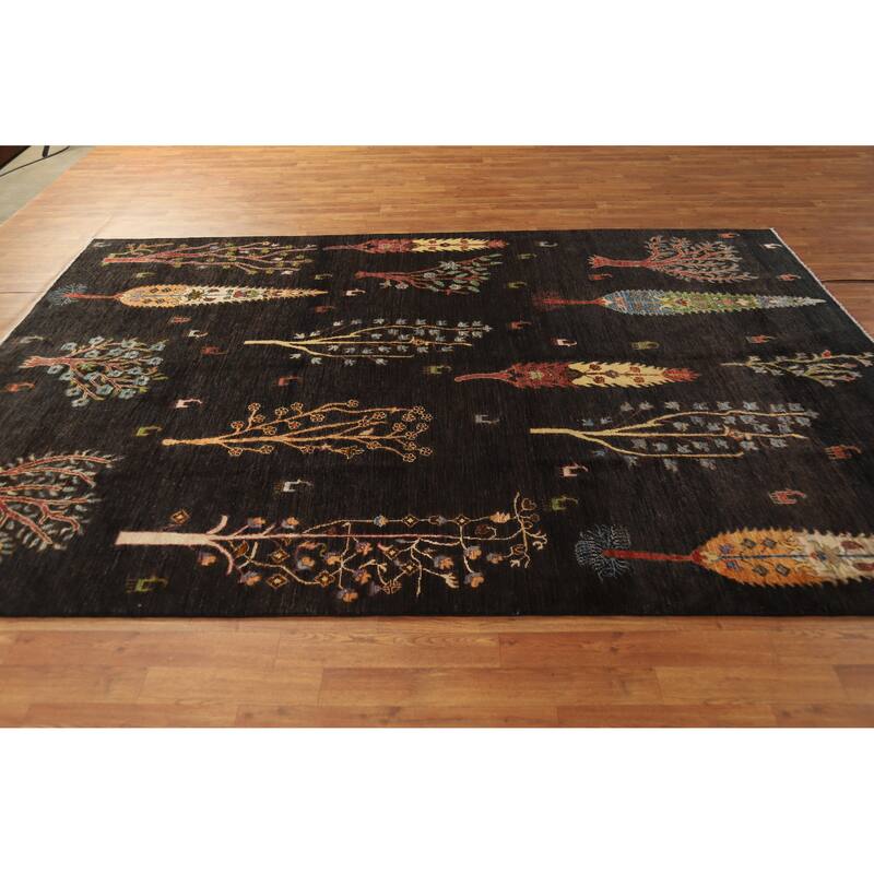 Hand Knotted Oriental 100% Wool Carpet Traditional Floral Brown Ziegler Area Rug - 9' 6'' X 6' 6''