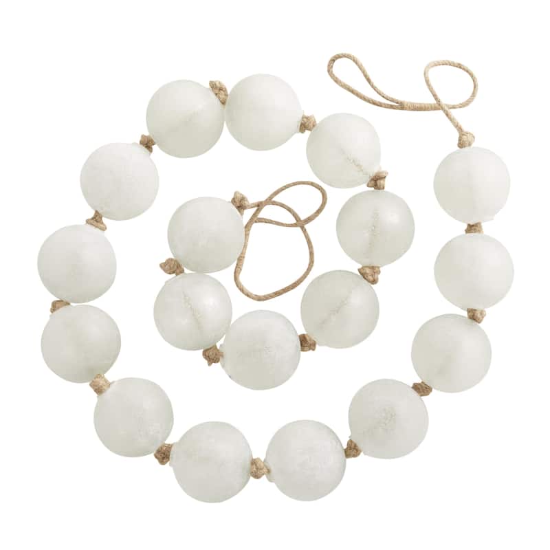 Glass Handmade Round Extra Long Frosted Orb Beaded Garland with Tassel with Knotted Jute Rope - Roche River Decor