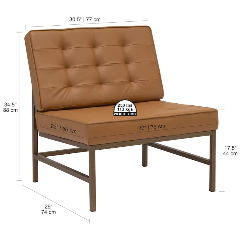 Studio Designs Home Ashlar Metal and Tufted Blended Leather Armless Accent Chair